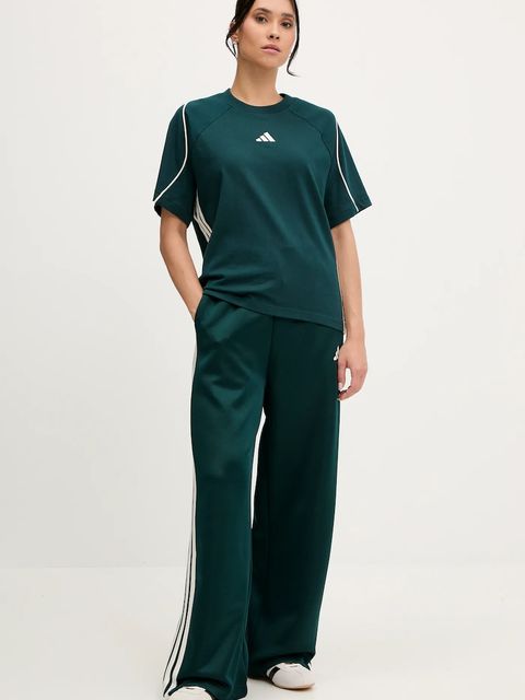 adidas spodnie dresowe Stadium damskie kolor zielony z aplikacją JW0529