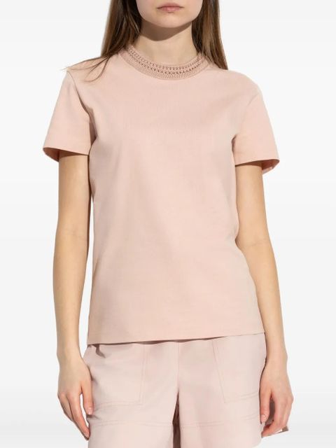 Moncler crochet-detail cotton T-shirt - Pink