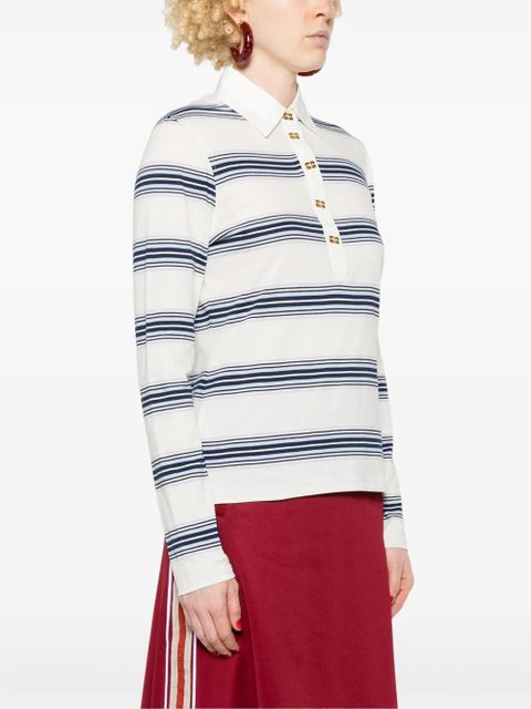 GANNI striped polo shirt - White