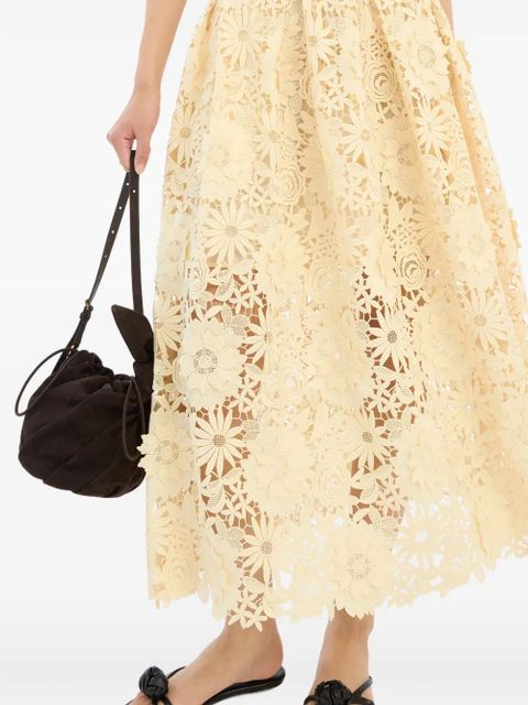 ROTATE BIRGER CHRISTENSEN 3D lace midi skirt - Neutrals
