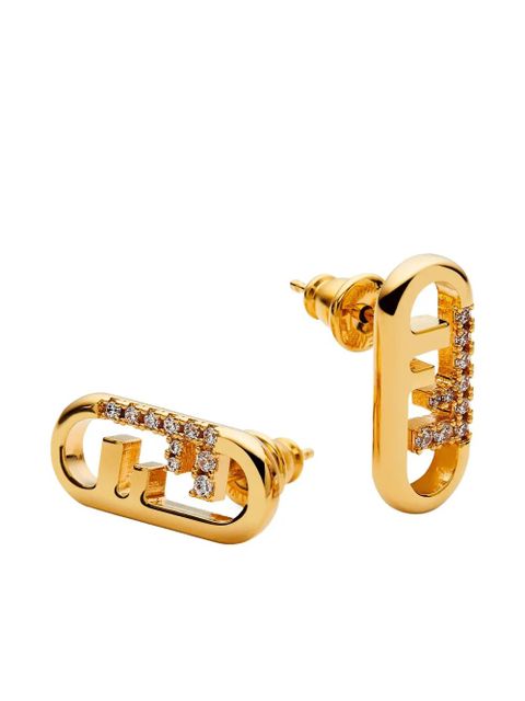FENDI crystal-embellished metallic earrings - Gold - zdjęcie produktu nr 2