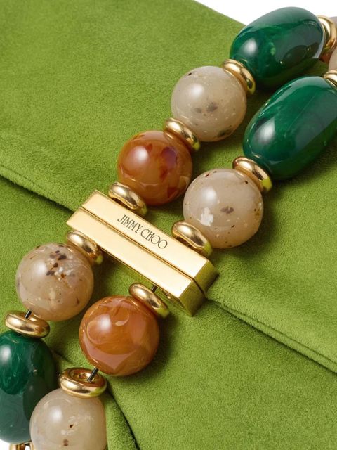 Jimmy Choo Zandra bead-embellished clutch bag - Green
