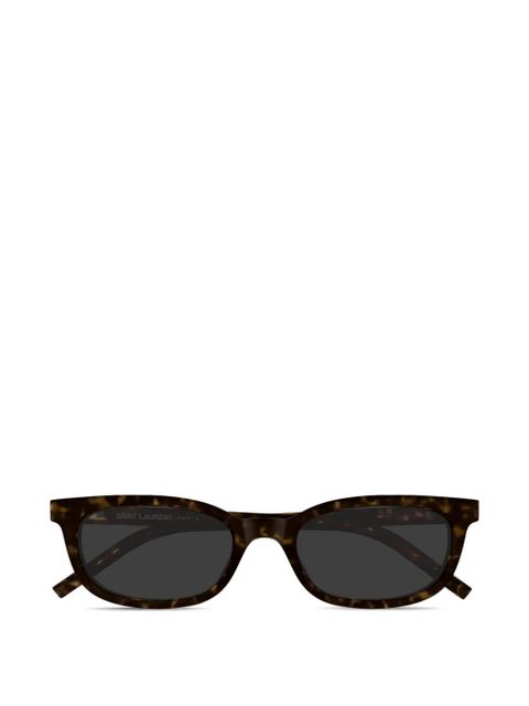 Saint Laurent Eyewear rectangle-frame logo-plaque sunglasses - Brown - zdjęcie produktu nr 1