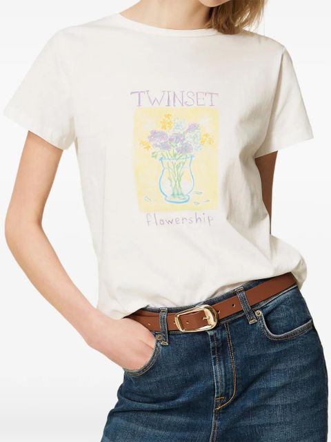 TWINSET floral-print T-shirt - White - zdjęcie produktu nr 2