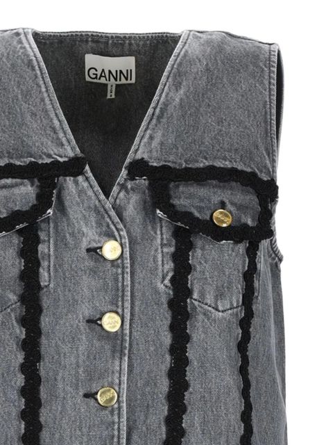 GANNI V-neck flounce dress - Grey - zdjęcie produktu nr 2