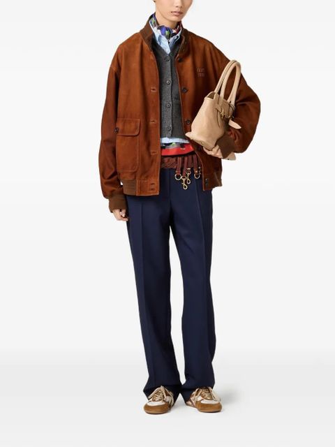 Miu Miu logo-detail suede jacket - Brown - zdjęcie produktu nr 2