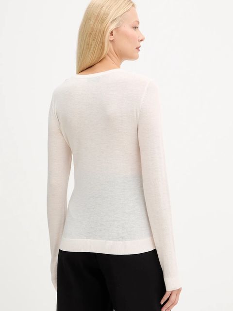 Elisabetta Franchi sweter z dodatkiem wełny damski kolor beżowy lekki MK35S57E2