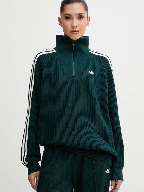 adidas Originals bluza Funnel damska kolor zielony z aplikacją KR7653 - zdjęcie produktu nr 1