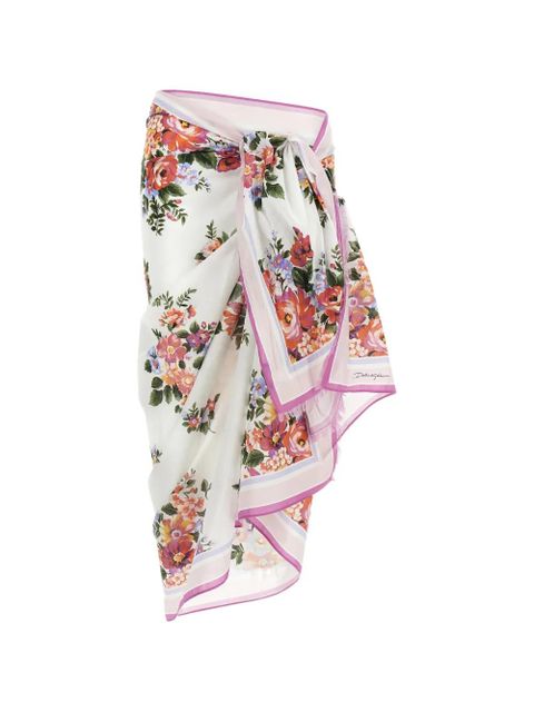 Dolce & Gabbana bouquet fringed sarong beach cover-ups - White - zdjęcie produktu nr 1
