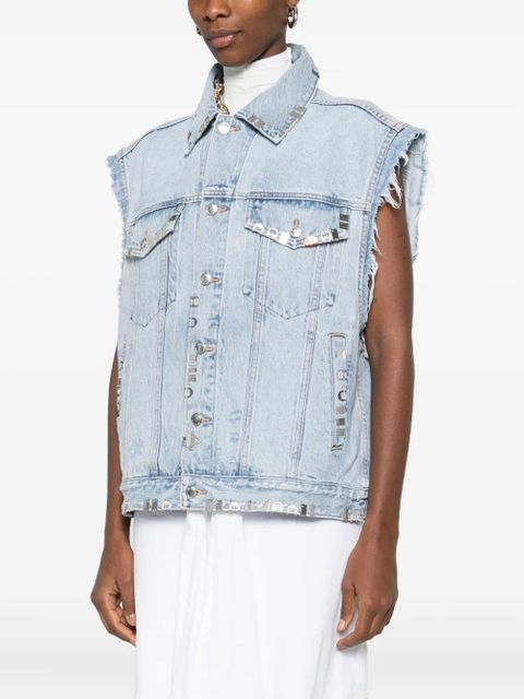 Alexander Wang embellished sleeveless denim jacket - Blue