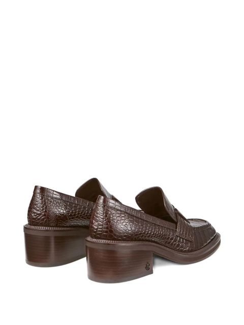 Jimmy Choo 50mm Tylor crocodile-effect leather loafer pumps - Brown
