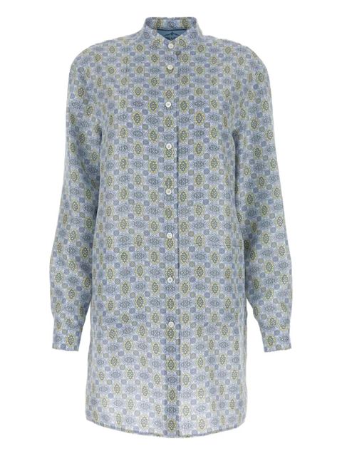 Prada printed silk shirt dress - Blue - zdjęcie produktu nr 1