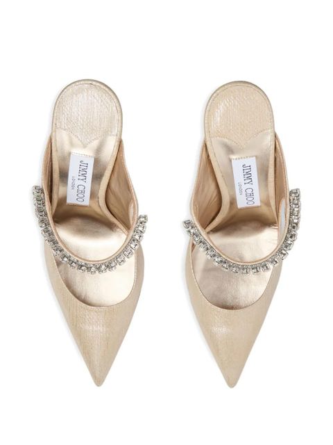 Jimmy Choo 100mm crystal-embellished heeled mules - Gold