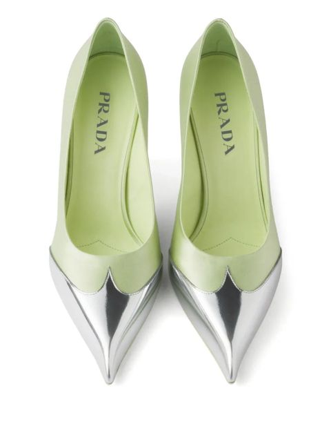 Prada 85mm satin-finish pumps - Green
