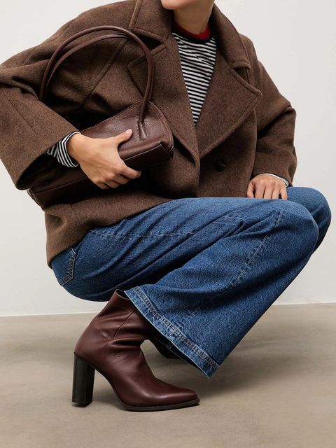 Answear.LAB botki skórzane kolor brązowy na słupku - zdjęcie produktu nr 2