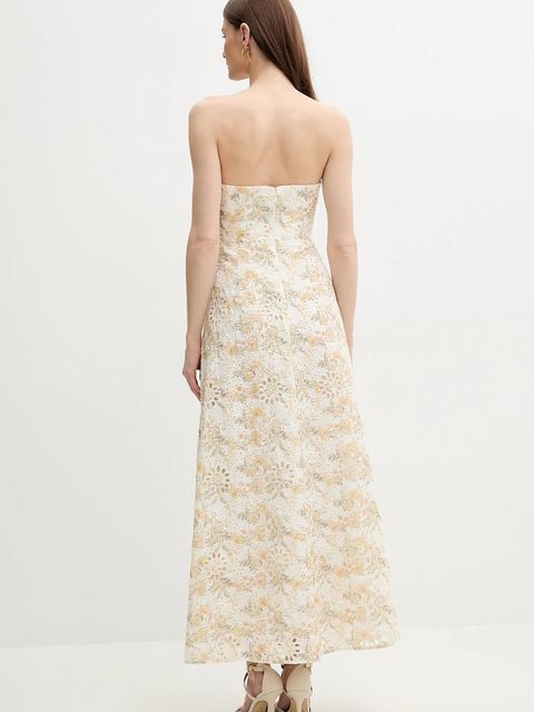 Bardot sukienka bawełniana LORA kolor żółty maxi rozkloszowana 59245DB2 - zdjęcie produktu nr 2