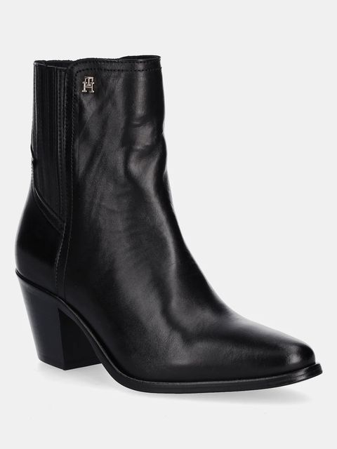 Tommy Hilfiger sztyblety skórzane WESTERN MID HEEL LEATHER CHELSEA damskie kolor czarny na słupku FW0FW08890 - zdjęcie produktu nr 1