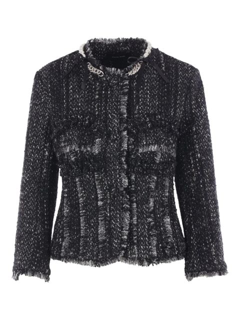 Simone Rocha pearl-chain tweed jacket - Black - zdjęcie produktu nr 1