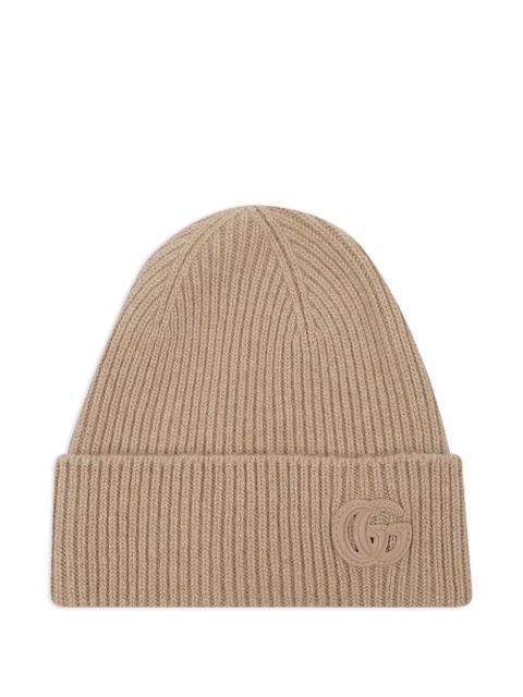 Gucci Double G-patch ribbed beanie hat - Brown - zdjęcie produktu nr 1