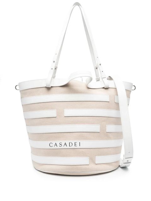 Casadei stripe-pattern leather tote bag - Neutrals - zdjęcie produktu nr 1