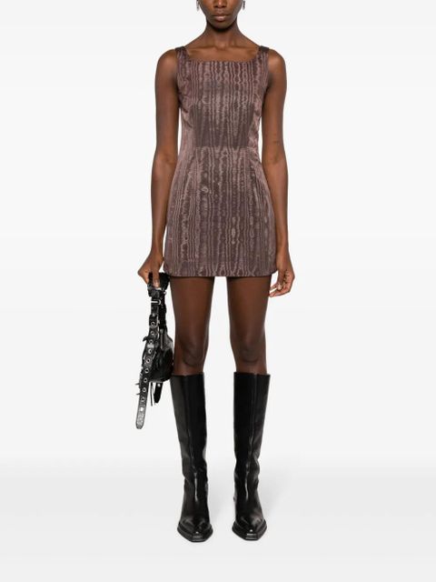 Marine Serre Crescent-Moon panelled minidress - Brown