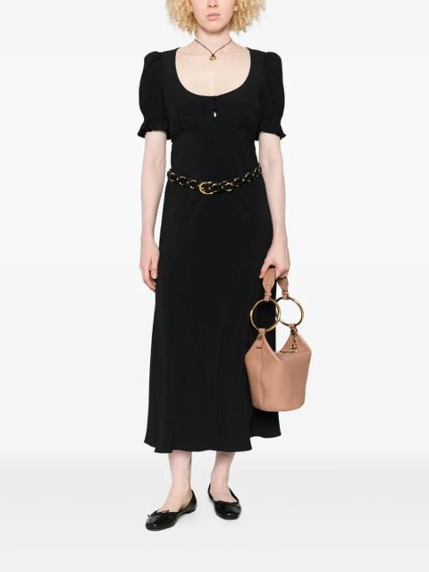 Chloé puff-sleeve button-front midi dress - Black