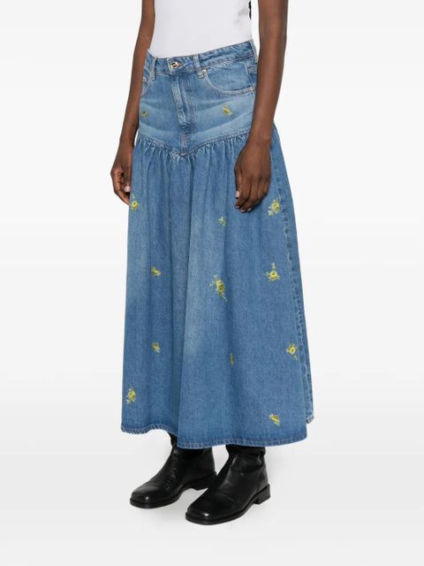 GANNI floral-print maxi skirt - Blue