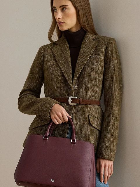 Lauren Ralph Lauren torebka skórzana kolor bordowy 431898556