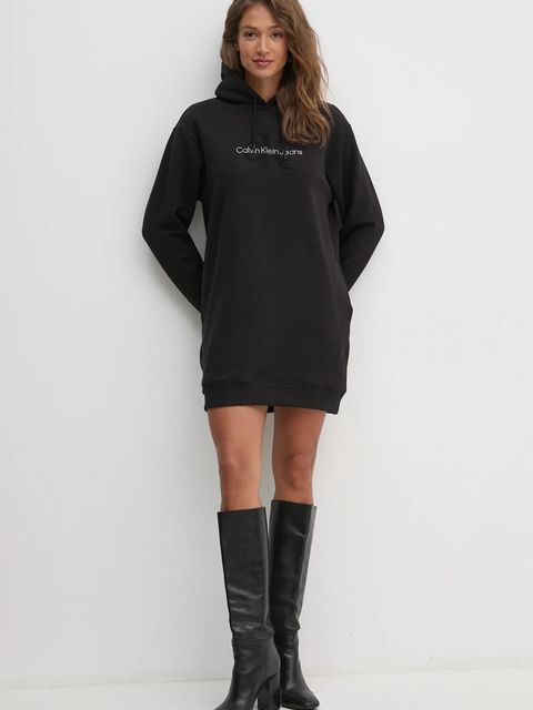 Calvin Klein Jeans sukienka bawełniana kolor czarny mini oversize J20J224685
