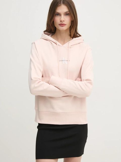 Calvin Klein Jeans bluza damska kolor różowy z kapturem gładka J20J225358 - zdjęcie produktu nr 1