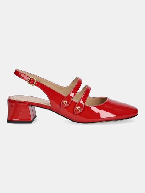 Coach czółenka skórzane Winley Slingback Mary Jane kolor czerwony na słupku z odkrytą piętą CAS42 - zdjęcie produktu nr 2