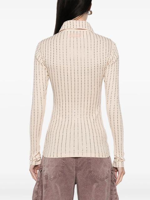 The Attico rhinestone-embellished polo shirt - Neutrals