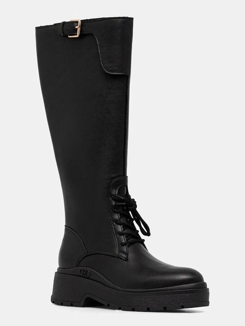 Liu Jo kozaki skórzane ANDREA 04 kolor czarny na platformie lekko ocieplone SF5125P010222222