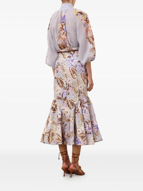 ZIMMERMANN floral-print flared midi skirt - Purple