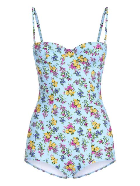 Dolce & Gabbana floral-print swimsuit - Blue