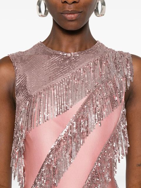 Rabanne sequin-fringe maxi dress - Pink