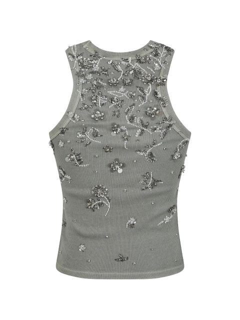 Miu Miu sequin-embellished ribbed top - Grey