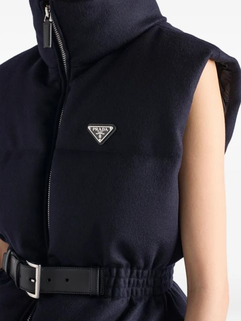 Prada padded triangle-logo gilet - Blue