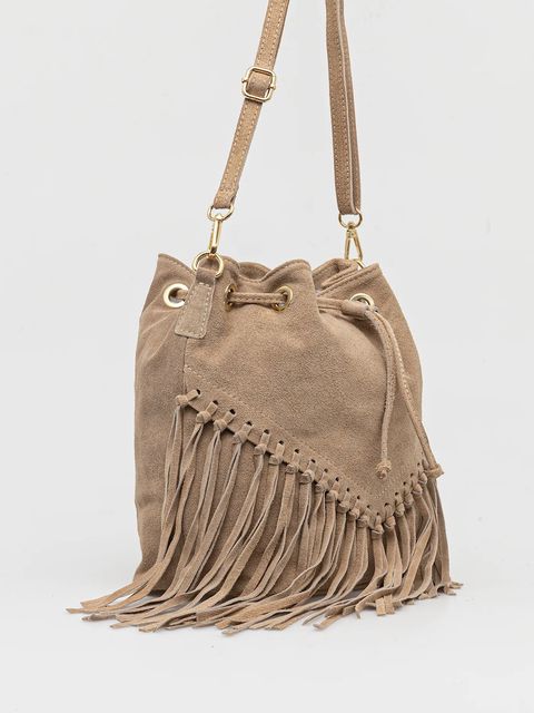 Answear.LAB torebka zamszowa kolor beżowy