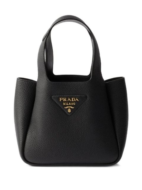 Prada mini leather tote bag - Black - zdjęcie produktu nr 1