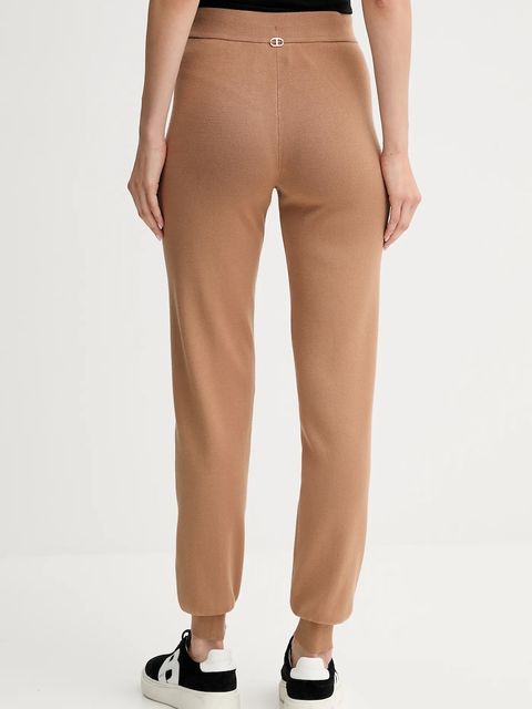 Twinset spodnie dresowe damskie kolor brązowy gładkie 252TP3408