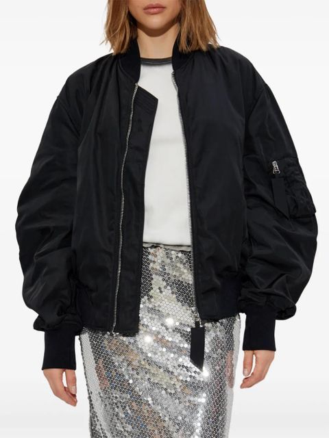 The Attico bishop-sleeves bomber jacket - Black
