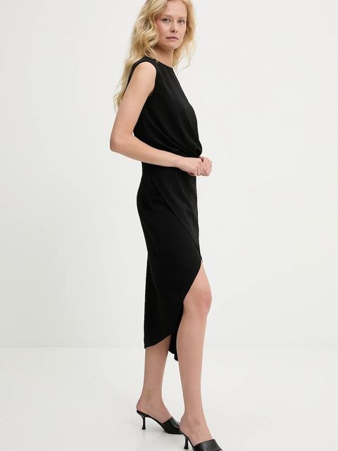 Answear.LAB sukienka kolor czarny midi dopasowana - zdjęcie produktu nr 2