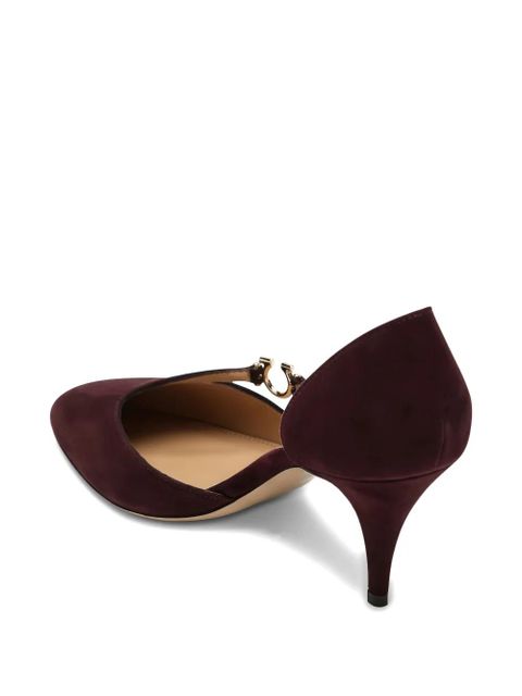 Ferragamo 70mm gancini-detail pumps - Red