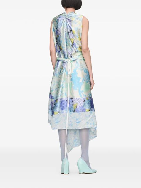 Maison Margiela floral draped midi dress - Blue
