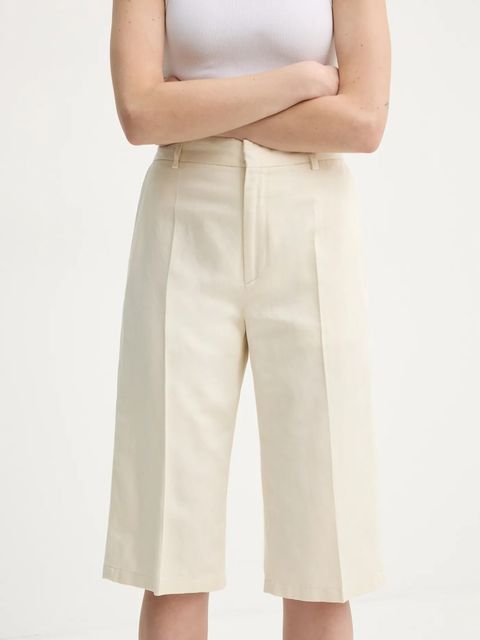 Filippa K szorty z domieszką lnu kolor beżowy wzorzyste high waist 31428 - zdjęcie produktu nr 1