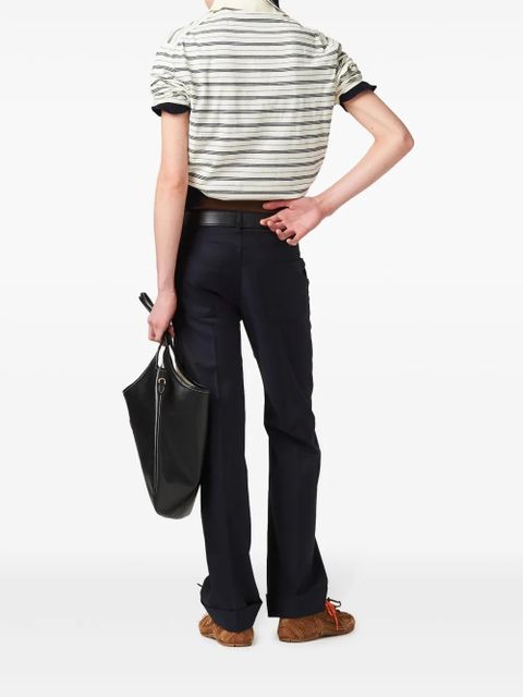 Miu Miu logo-print striped polo top - Neutrals