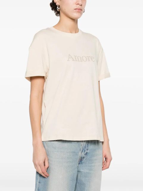 TWINSET Amore appliqué T-shirt - Neutrals