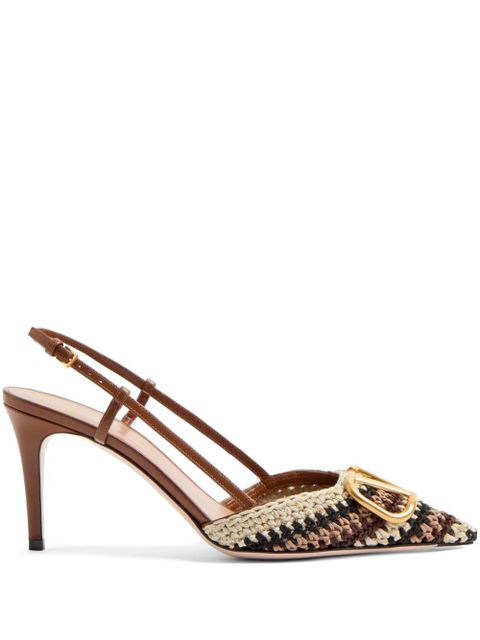 Valentino Garavani 80mm VLogo Signature slingback pumps - Neutrals - zdjęcie produktu nr 1
