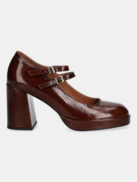 Jonak czółenka skórzane VERITE kolor brązowy na słupku 3200422